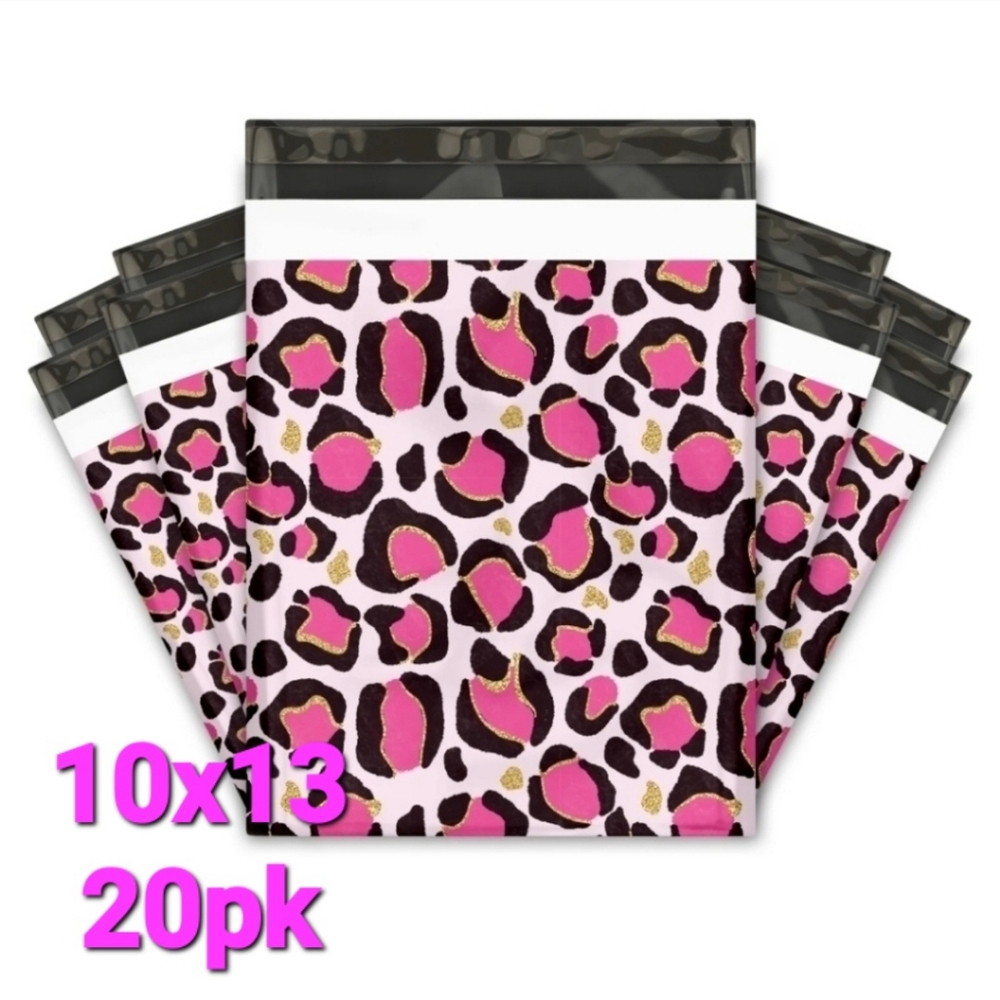 Pink Leopard Print 10x13 Poly mailers  20pk